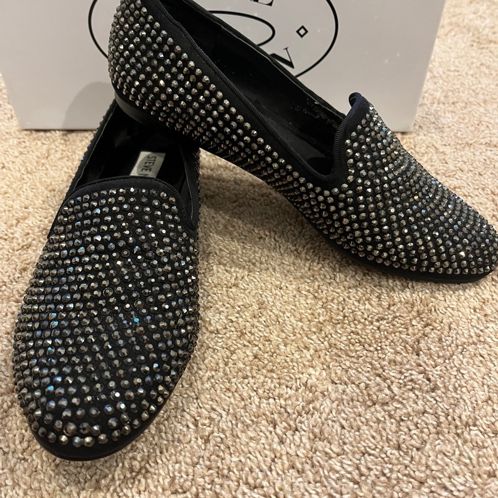 Steve Madden Black Studded Loafers